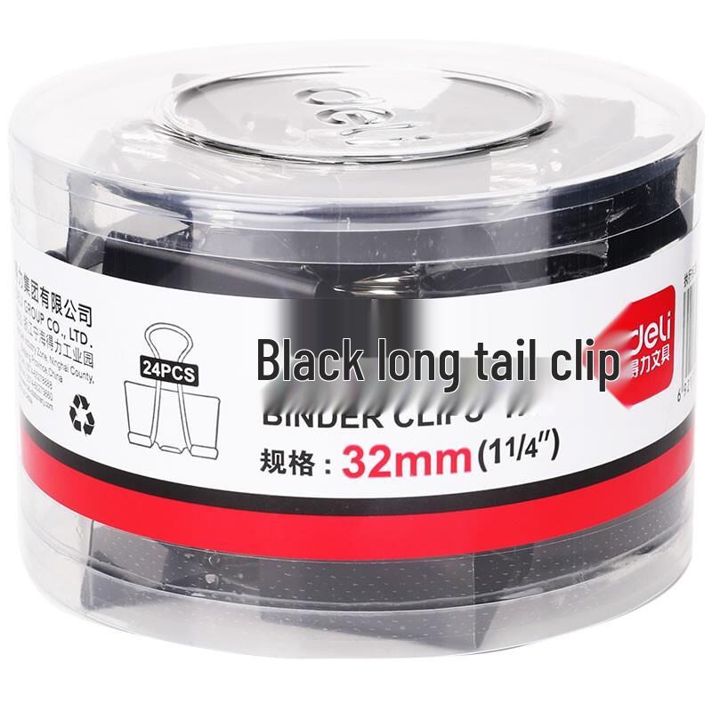 Deli 32mm Black Long Tail Binder Clips