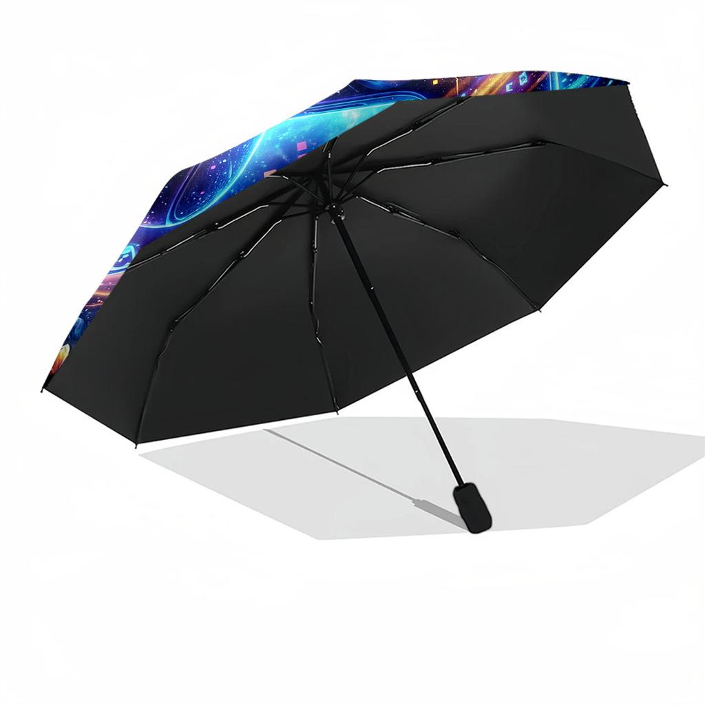 Vibrant Gaming Universe Compact Travel Automatic Umbrella Compact 8 Rib Design Compact Design for Women Men Fashion Lovers Wedding Party Gift