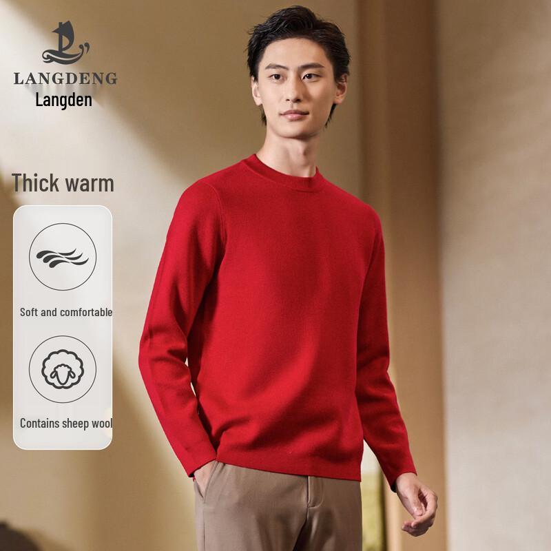 Langdeng Men s Round Neck Pullover Sweater XL