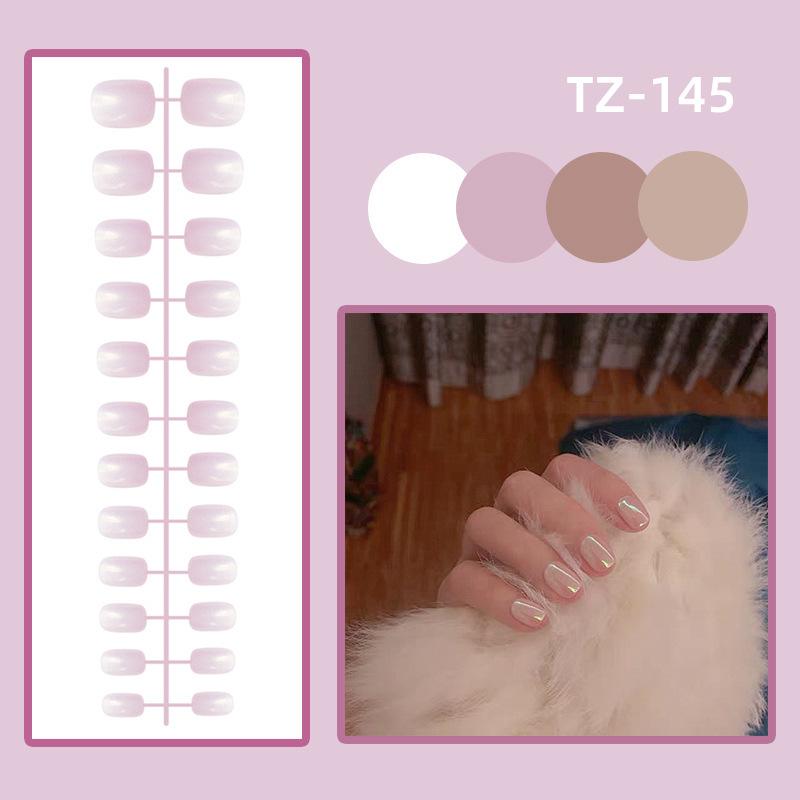 24pcs/set Pearl Glitter Fake Nail Strips Nail Stickers DIY Finished Wearable Manicure