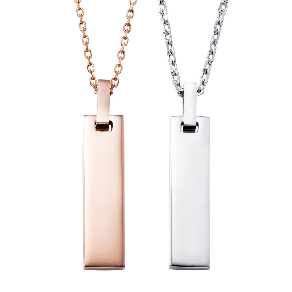 Pair Necklace Diamond Cross Matte Plate Gold Silver [White Clover] & 4SUP056GO&4SUP056SV
