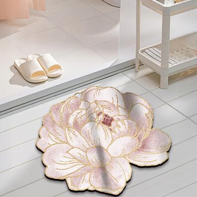 Bodenmatte 3D Blumendesign Rutschfeste Verschleißfeste Rückseite Schnelltrocknende Drainagematte Badezimmer Eingangsteppich