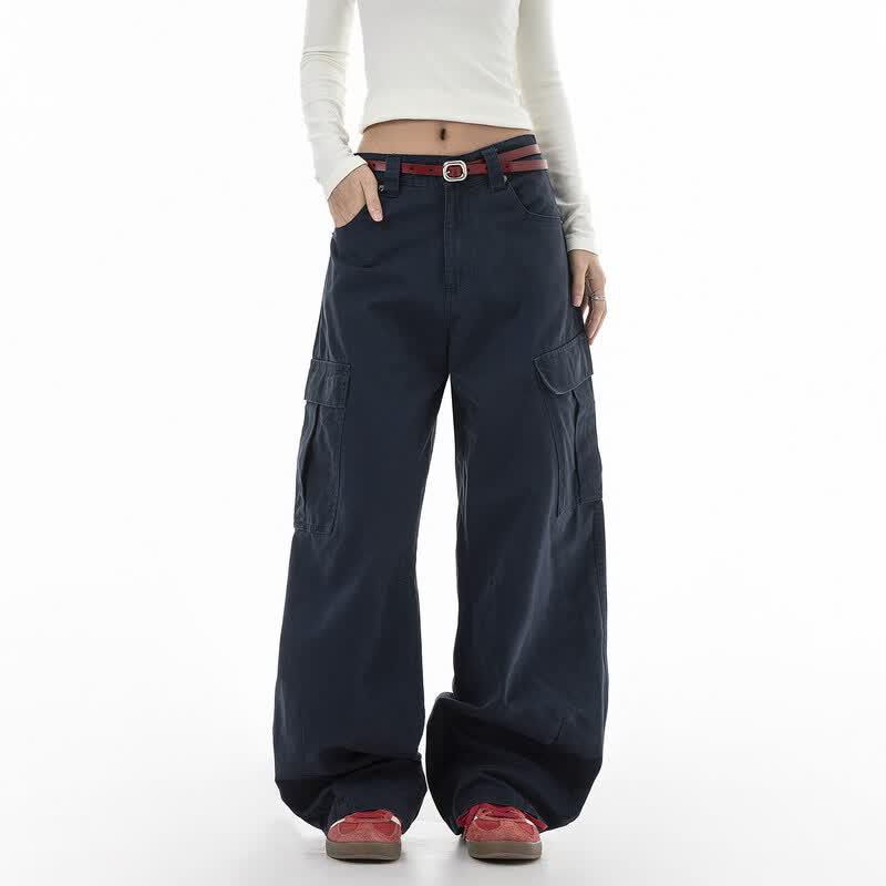 ICH MODE Women s American Pocket Cargo Wide-Leg Pants M