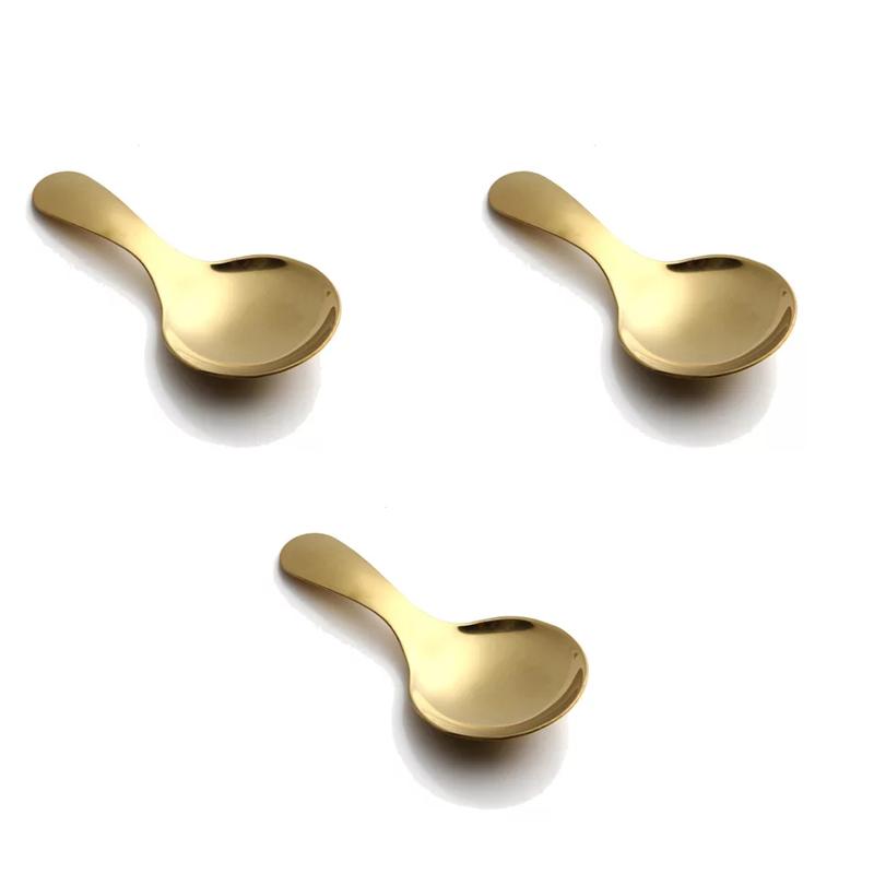 3 Stück Edelstahl Löffel Kaffee Tee Schaufel Mini Dessertlöffel Kleiner Kinderlöffel Kurzer Griff Gewürz Zucker Salz Löffel für Glas