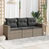 VidaXL Garden Lounge Set with Cushions 3 Pcs Grey Braided Resin 3218650