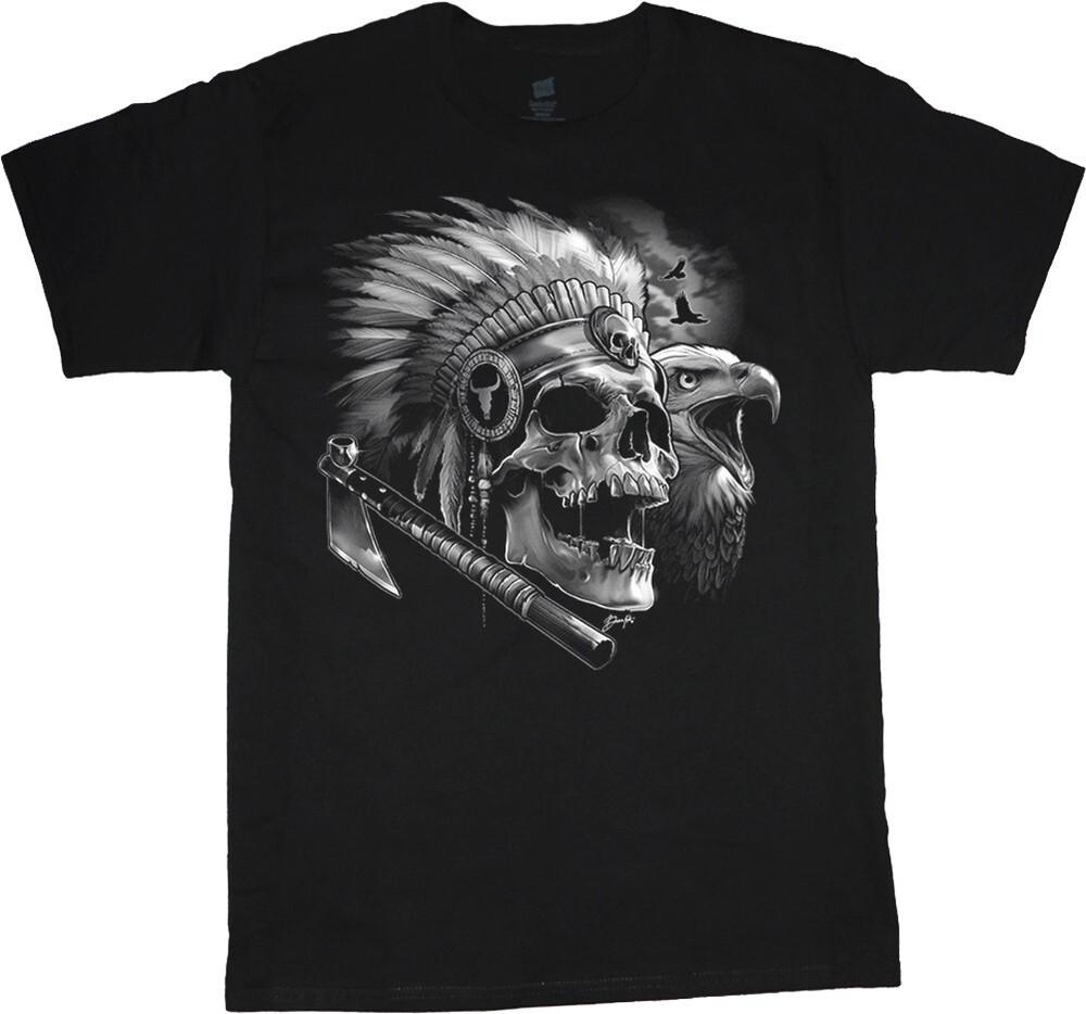 Indian Skull T-shirt Eagle NAtive American Chief Clothing Apparel Mens Unisex T-Shirt XXL
