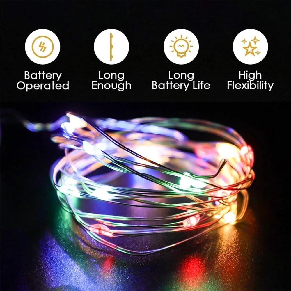 LED Fairy String Lights Battery Operated with 3 Flashing Modes, Mini Copper Wire String Lihgt for DIY Parties Wedding Decor