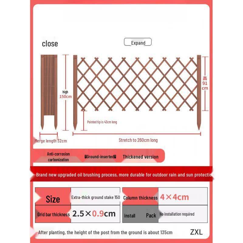 Jinggeng Outdoor Anti-Corrosion Wood Garden Fence & Trellis