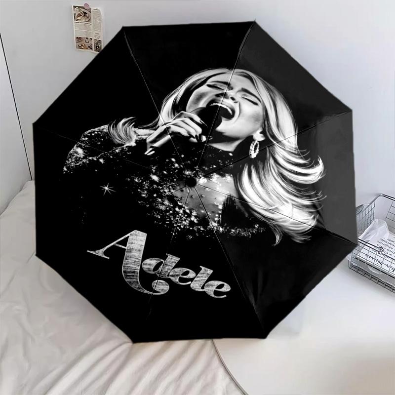 1 PC Automatic Folding Umbrella - Adele Pattern Portable Foldable Design With 8 Ribs Christmas Birthday Gifts