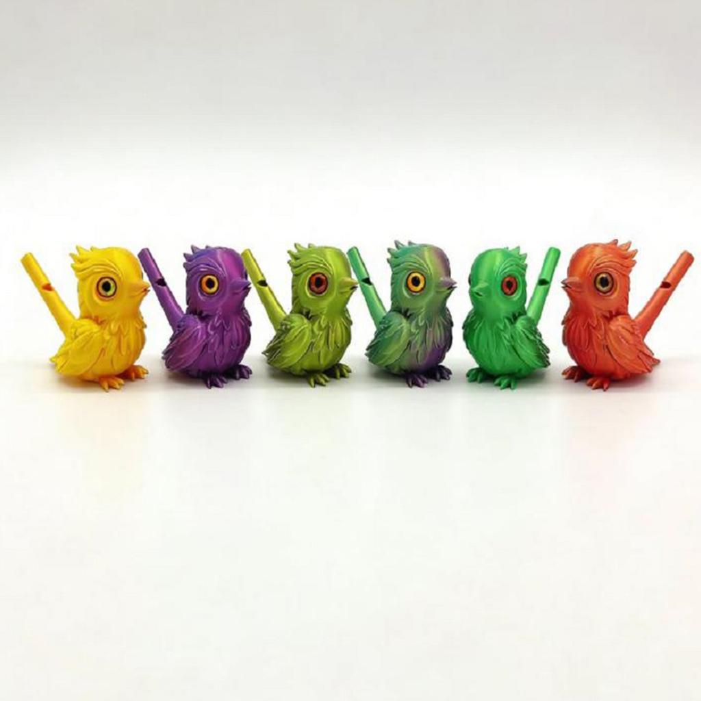 6Pcs Realistic Animals Models PVC Creative Simulated Bird Whistle 3D Printing Musical Instrument for Home Office Decor