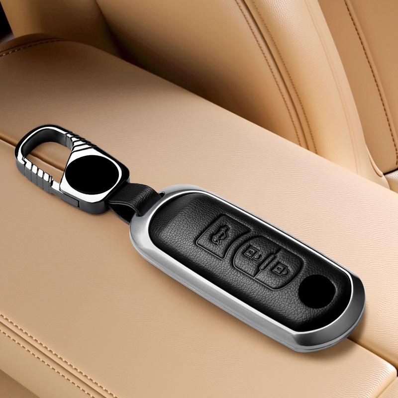 Metall Leder Auto Fernbedienung Schlüsselhülle Hülle Halter Schale Fob für Mazda 3 Axela CX-30 CX-5 CX-30 CX-50 CX70 CX90 6 CX-9 MX-5 Atenza