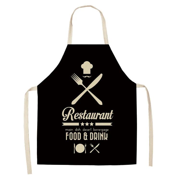Cake Letters Women's  Kitchen Cotton Linen Apron Black Bib Household CleaningCooking