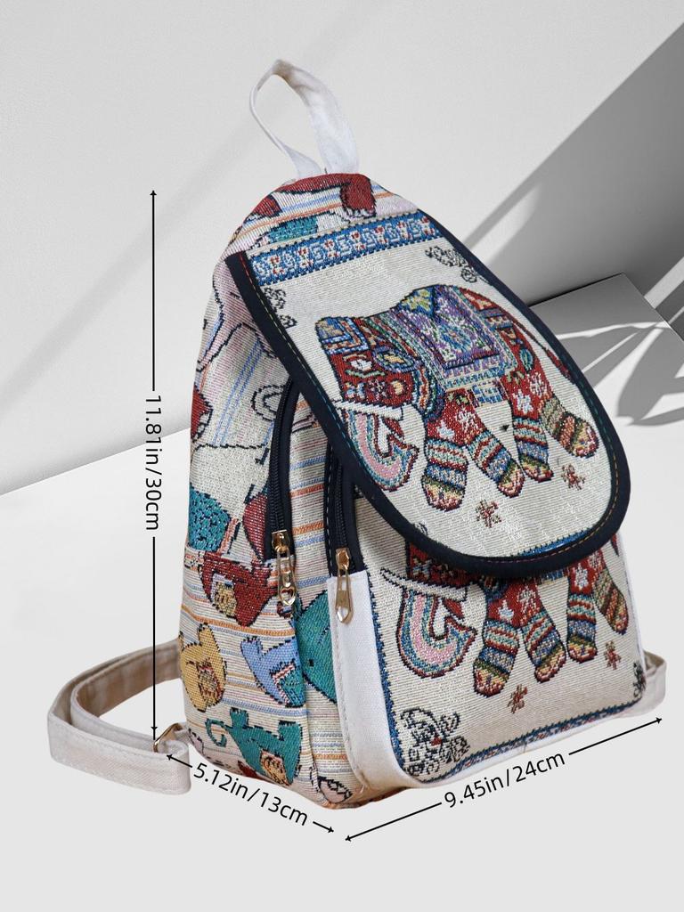 Backpack Embroidered Canvas Backpack for Women Cute Animal Floral Pattern Lightweight Travel Casual Backpack Small Daypack