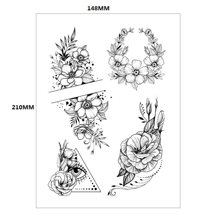 

Раскрашенные вручную простые цветы и двухголовая змея Укиё-э цветное перо кесарево сечение вертикальный порез маскирующая рана водонепроницаемая татуировка наклейка 148*210MM