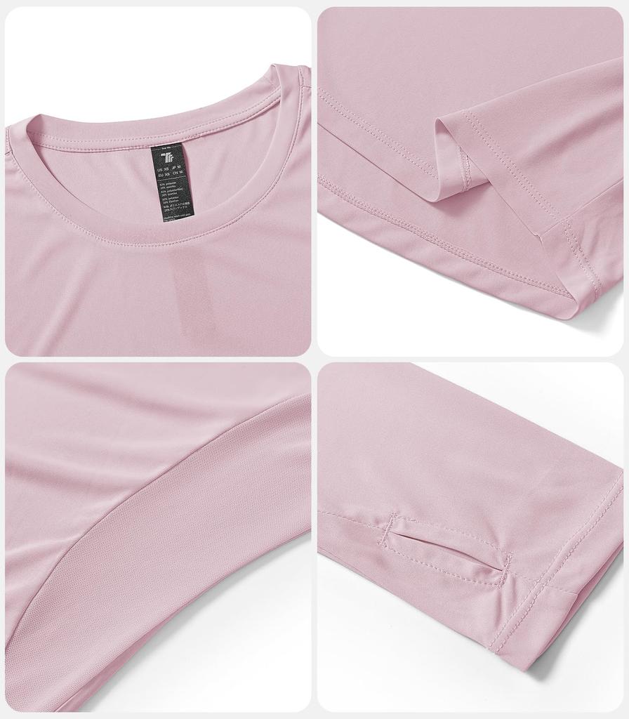 Gopuune Long Sleeve Sports Yoga Fitness Running Stretch Mesh Women's T-Shirt, Sweat-Wicking, Quick-Drying, Top, Shirt, (Purple, XL)