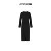 JOY SPEAKER Women's Slimming Long Sleeve Round Neck Slit Dress