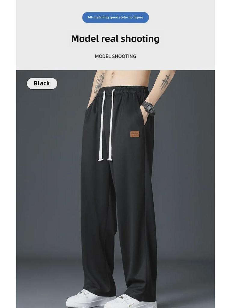 Pantaloni Casual pentru Bărbați din Mătase de Gheață cu Uscare Rapidă, Subțiri, la Modă, Croială Dreaptă pentru Sporturi de Primăvară și Vară.