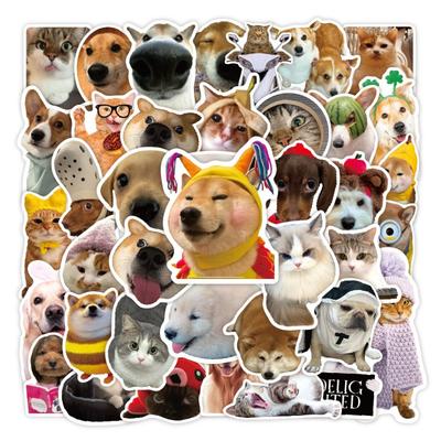 50 Eğlenceli Kedi ve Köpek Çıkartması Kişiselleştirilmiş Kedi ve Köpek Çıkartmaları Bavul Planlayıcı Dekorasyonları Su Bardağı Çıkartmaları