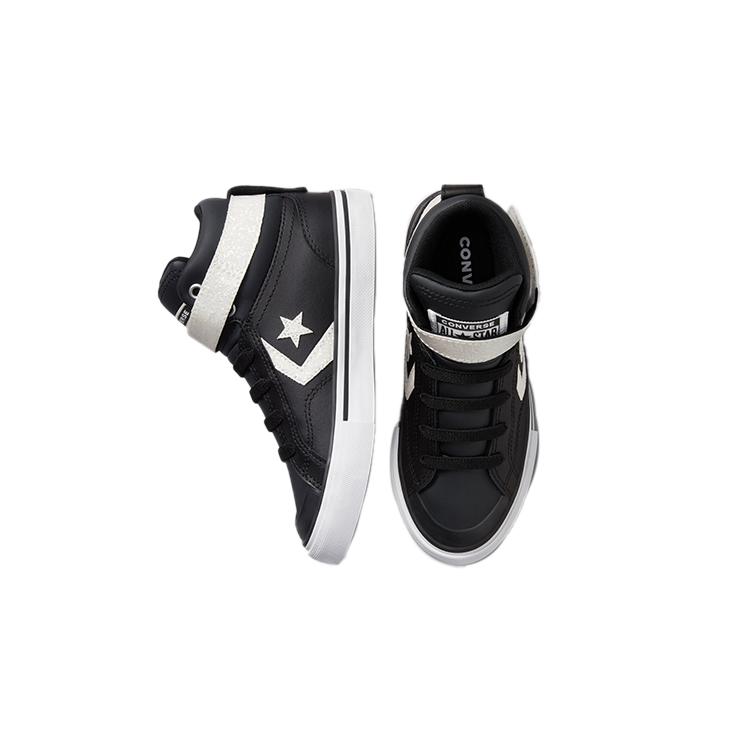 Converse Pro Blaze Strap Abrasion Resistant Abrasion Resistant High Top Kids' Skateboarding Shoes Black White 672128C