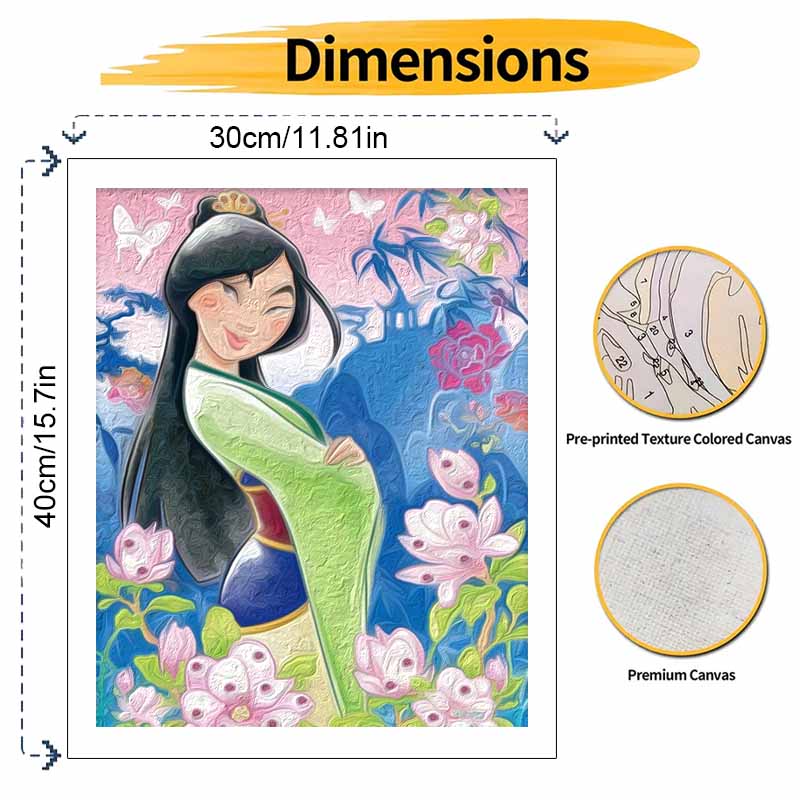 Disney Mulan Oil Painting Kit, Hand Painting Canvas DIY Home Decor Art Gift