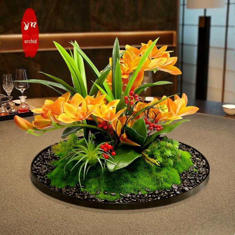Hotel Dining Table Centerpiece: Artificial Flower Turntable Decoration for Restaurants & Private Rooms