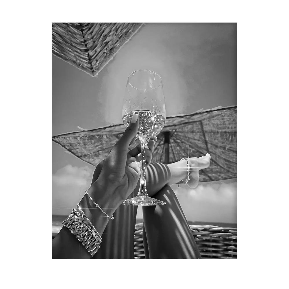 Modern Luxury Fashion Black White Art Heels Champagne Feminist Retro Poster Canvas Paintings Wall Art Pictures Home Decor