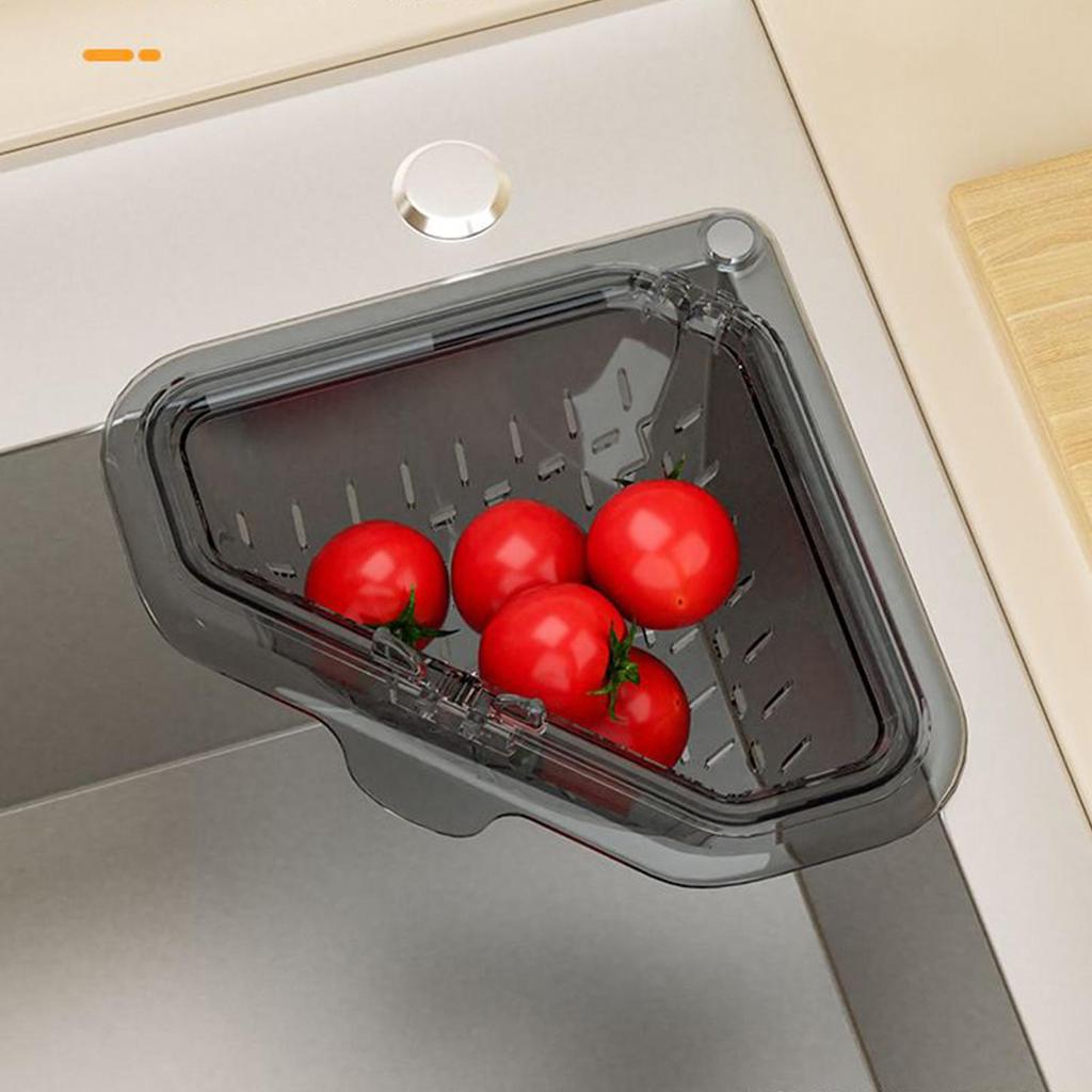 Sink Drain Basket Sink Food Catcher Corner Basket Magnetic Suction Drainage Triangle Drying Rack No-Drill Kitchen Cleaning Drain