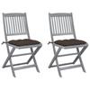 Day and Night - Day and Night Folding Garden Chairs 2 Pcs Cushions Solid Acacia Wood