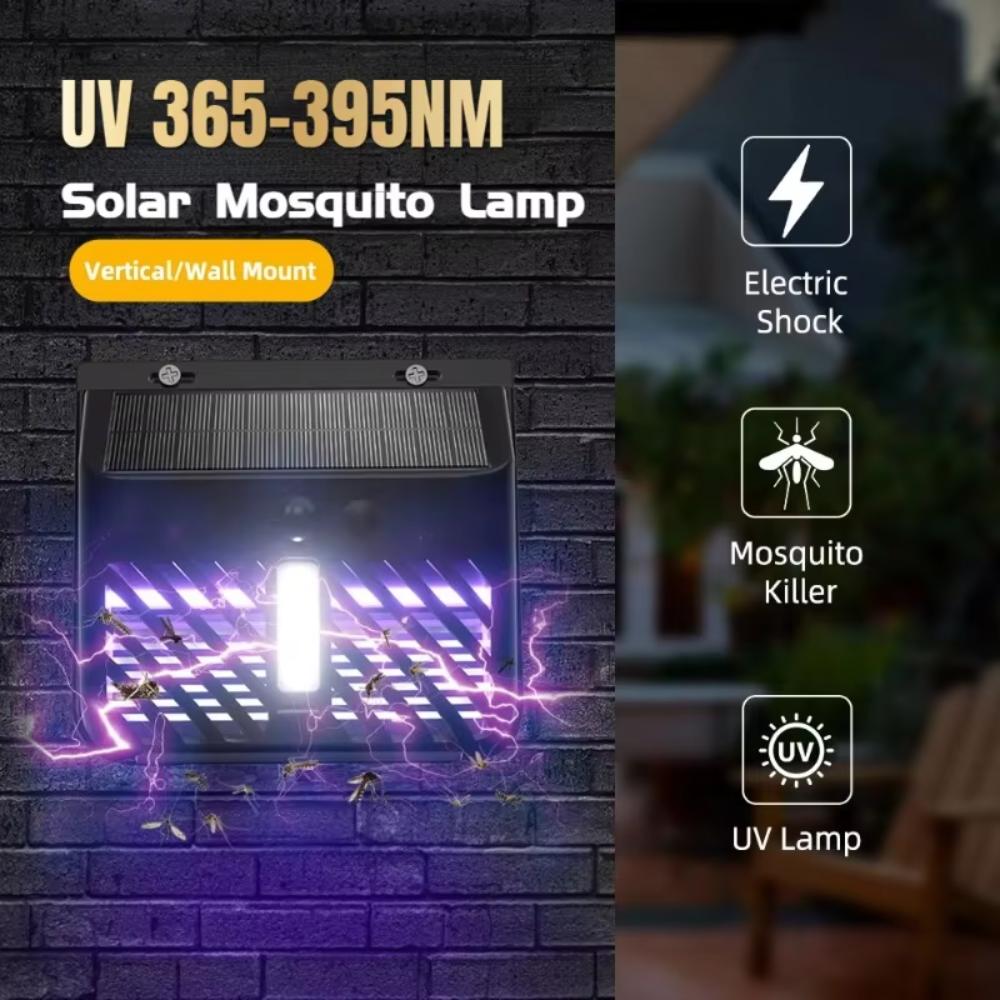 Outdoor LED Solar Mosquito Killing Lamp Waterproof 2 IN 1 Ultraviolet Electric Shock Mosquito Killing Induction Garden Lamp