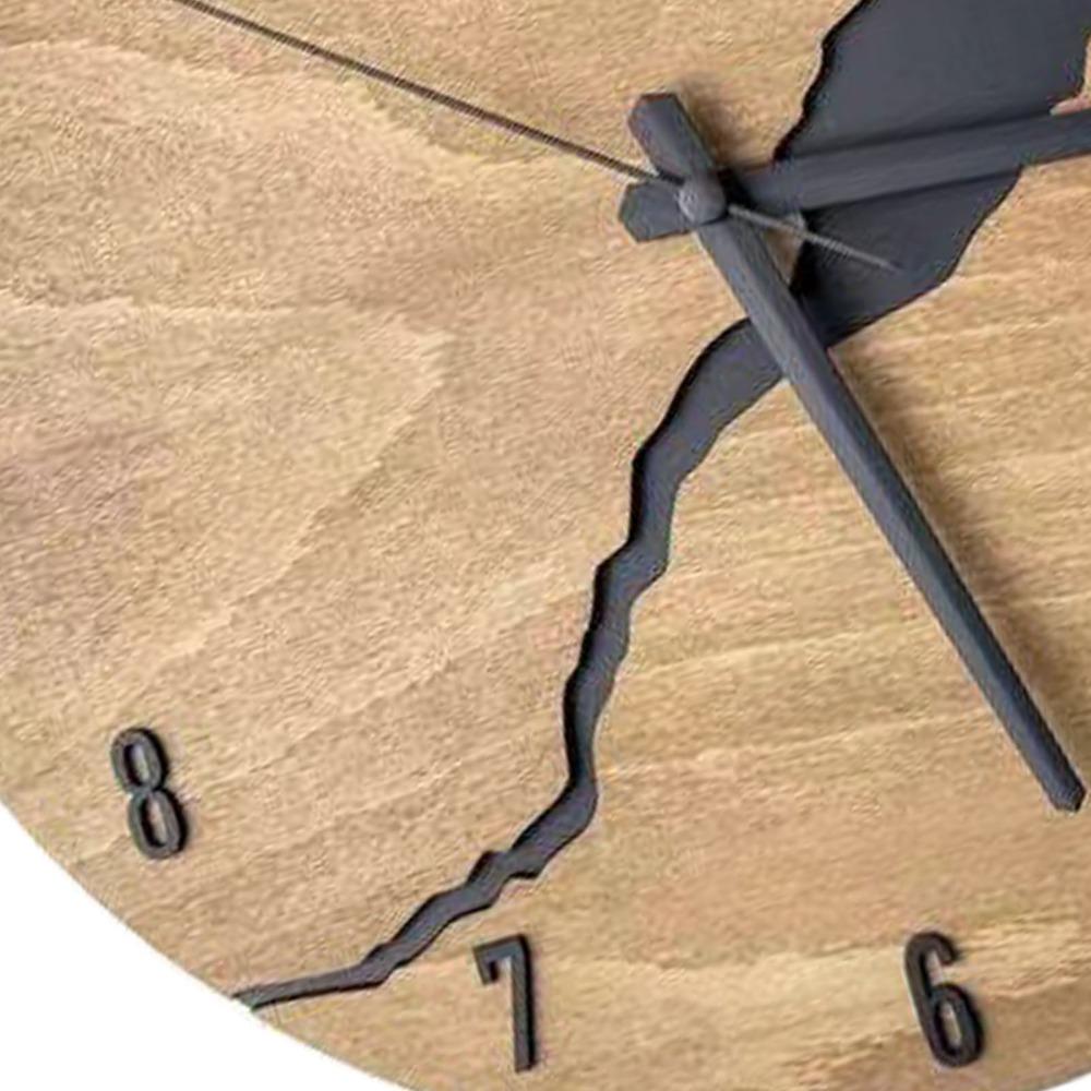 Non-Ticking Mechanism Wooden Wall Clock Cracked Wood Texture Rustic Wall Clock For Office