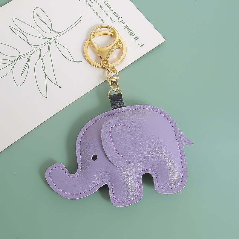 1Pcs Leather Animal Pendant Cartoon Elephant Keychain For Women Bag Charm Decoration Key Chain Holder Gift