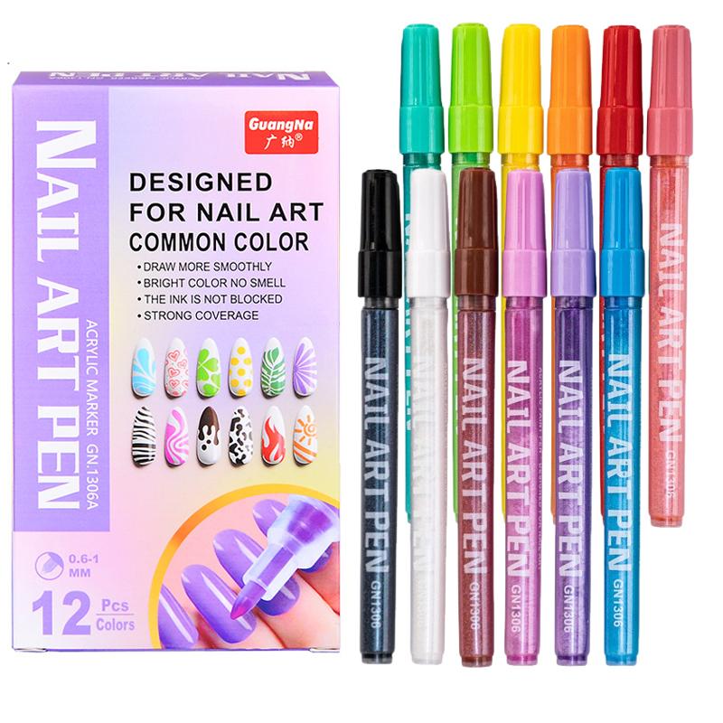 

12 Color 3D Nail Art Pens Set, Nail Polish Pens Nail Point Graffiti Dotting Pen Drawing Painting for DIY Art Acrylic Paint Pen