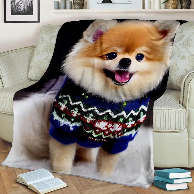Sevimli Köpek Husky, Samoye, Chihuahua, Koki Pomeranian Karikatür Battaniye, Ev Yatak Odası Kanepe Örtüsü Battaniye Çocuklar için Yumuşak Atma Battaniye
