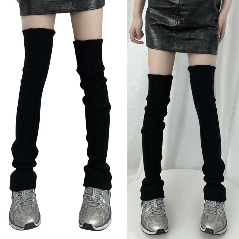 Women Color Knit Long Socks Subcultures Leg Warmers Winter Warm Ankle Heap Socks Thigh High Stocking Harajuku Boot Socks