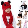 Kapuzenschal Mütze Nackenwärmer mit Tasche Fäustlinge Panda Ohren Kinder Plüsch Ohrenklappenmütze