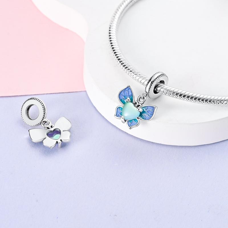 

Charms Copperorchid Butterfly Heart-Shaped Pendants Fit Charms Plataoriginal Bracelet Beads Women Jewellery Making Diy