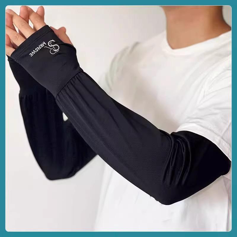 

Men s Extra Long Ice Silk UV-Protective Arm Sleeves - Plus Size, Loose Fit for Summer