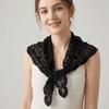 Ethnic Style Knitted Triangle Scarf White Fart Curtain All-match Hollow Out Lace Shawl  Female