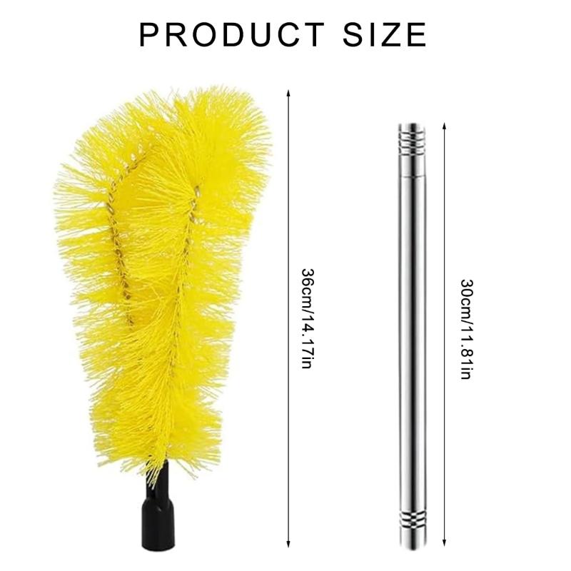 Portable Gutter Cleaning Tool Set with Double Brush Heads Sturdy Stainless Steel Materials for Efficient Outdoor Use