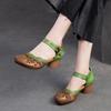 Fashion GKTINOO 2025 New Women Sandals Summer Genuine Leather Thick Heels Sandals Retro Style Round Toe Casual High Heel Mom Shoes