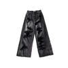 High Street Vintage Schwarze Ripped Jeans Mode Weite Hosen Damen High Waist Gerade Hosen Baggy Hosen Y2k Jeans