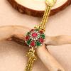 Turkey Bracelet For Women Tibetan Alloy Red Resin Gold Color Bangle Retro Bohemian Roman Royal Zircon