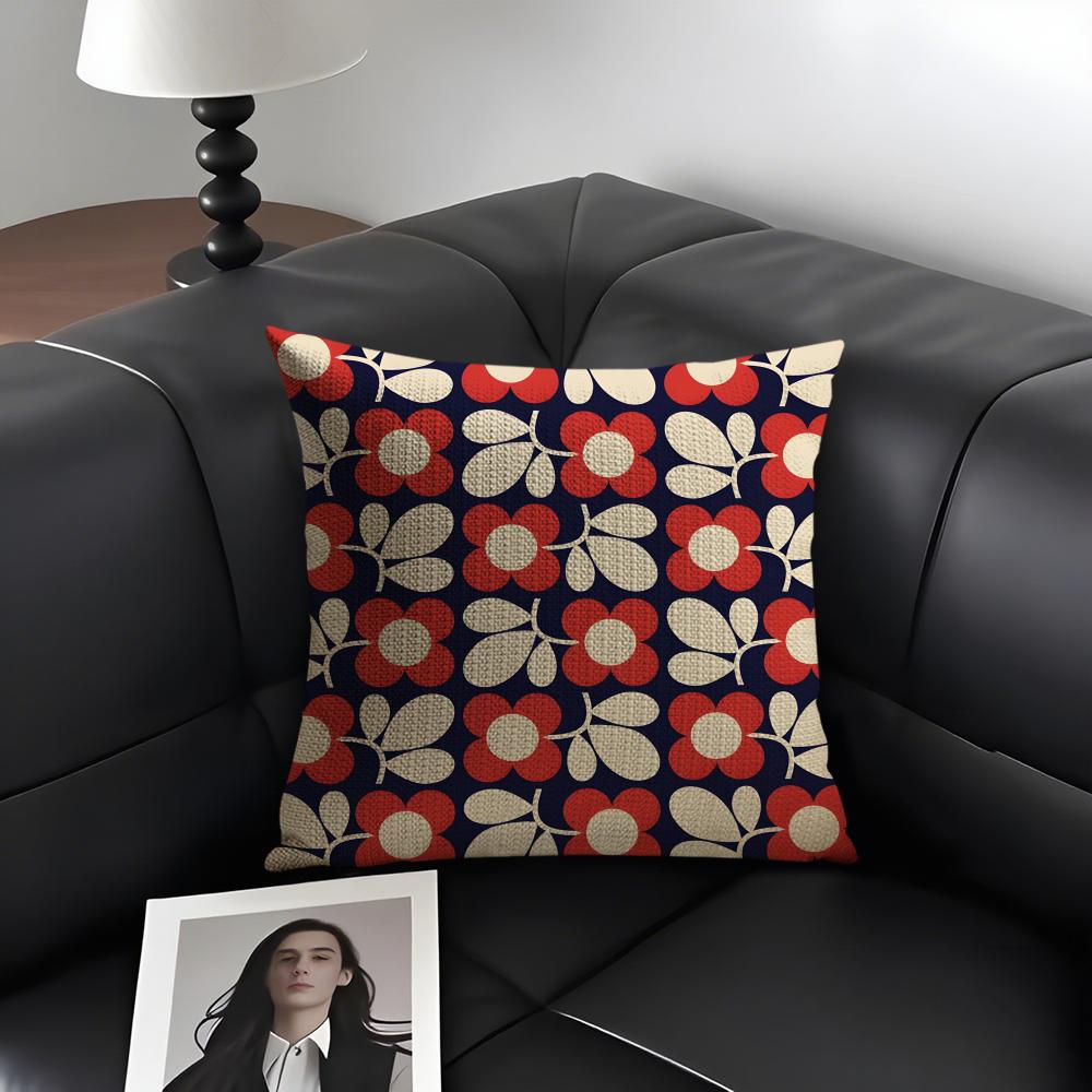 Orla Kiely Flower Fashion Cushion Cover Natural Linen Organic Fabric DoubleSided Printing Sofa Home Decor Gift Pillow Case