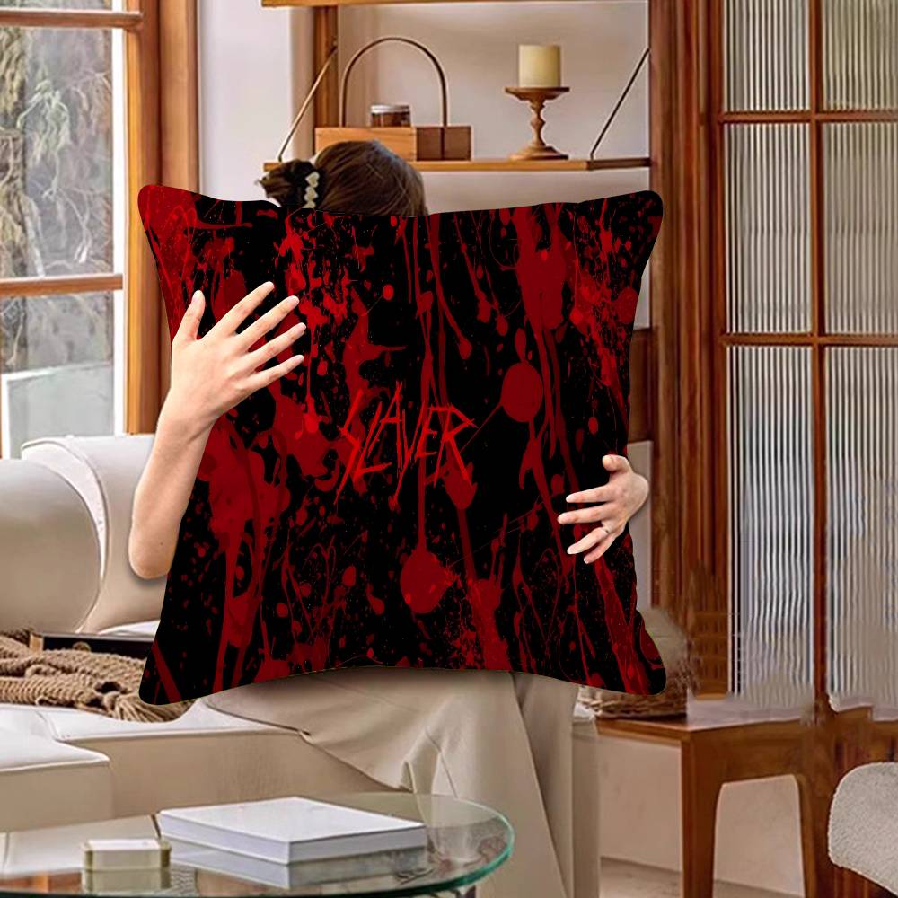 S-Slayer Heavy Metal Band Cushion Cover Polyester Sofa Cushions Decorative Throw Pillows Home Decoration Pillowcover