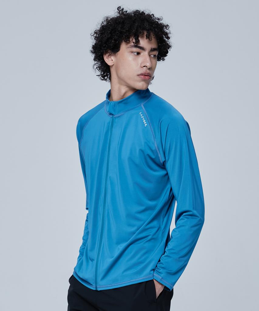 Leijibi Essential Loose Fit Multisports Men'S Zip-Up Rash Guard Storm Blue