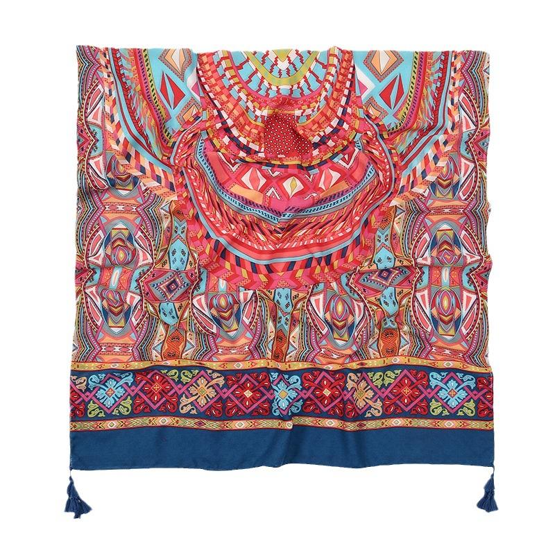 Cotton and Linen Hand Feel Scarf Chinese Style Clothing Outfit Scarf for Women's National Style Sun Protection Tassel Shawl