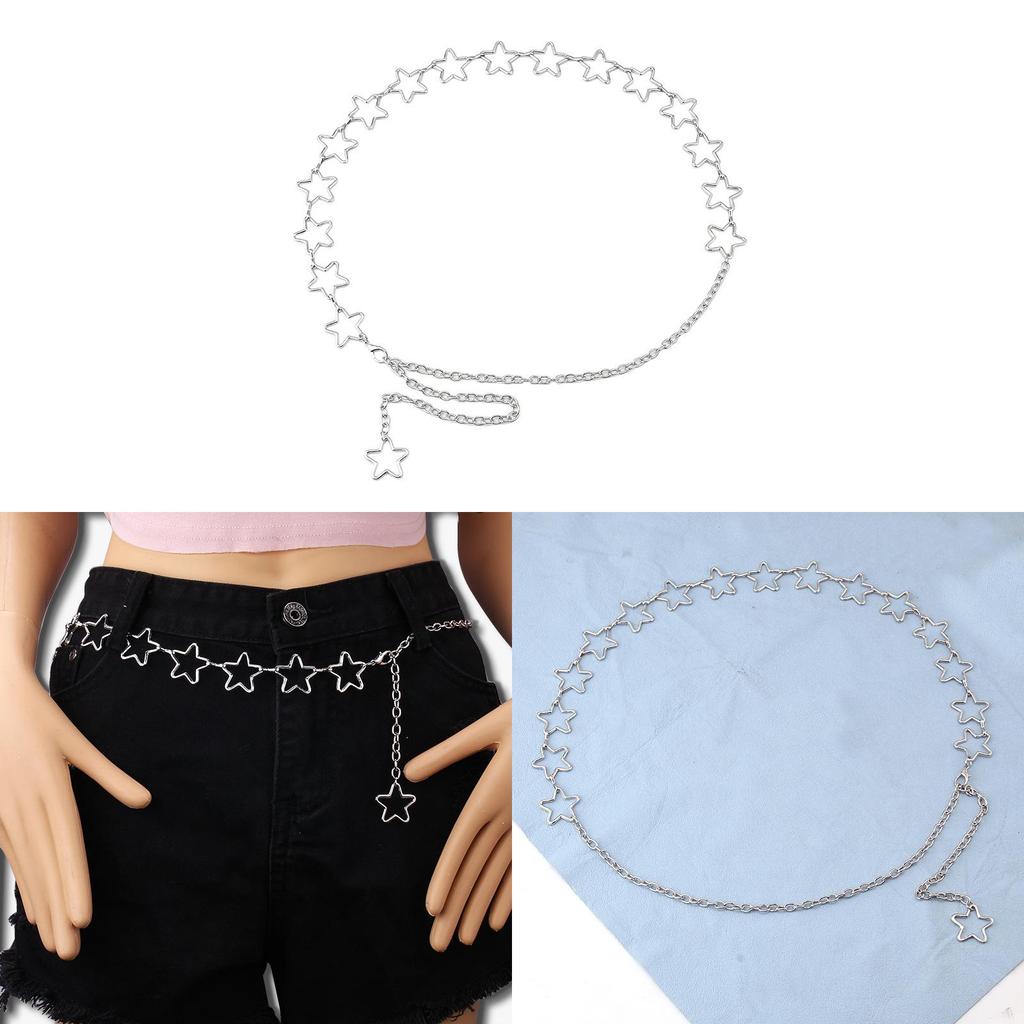 European Fashion Single Layer Star Decor Waist Chain With Alloy Material For Women And Men