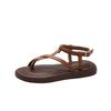 Fairy Style Flat-bottomed Fashion Set-toed Roman Sandals Women's 2025 Spring and Summer New Cross-pinched Soft-soled Beach Shoes
