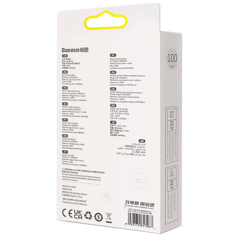 Kabel Usb Do Usb-C Baseus Glimmer, 100W, 1M (Czarny)