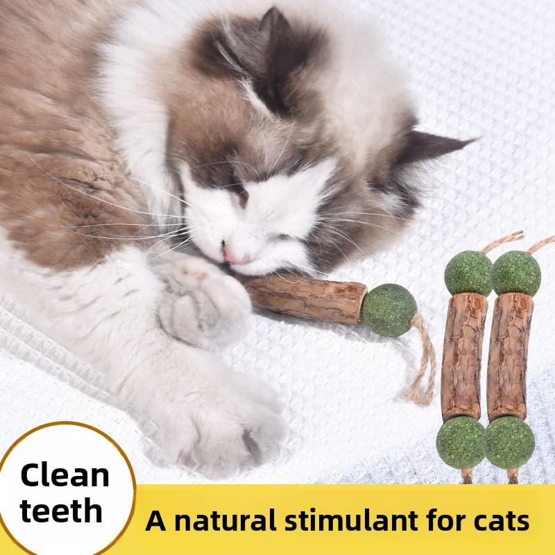 Cat Toys, Wooden Sticks, Cat Mint Toys, Dumbbells, Cat Teasing Toys, Cat Gnawing Toys, Double Knot Mint Balls